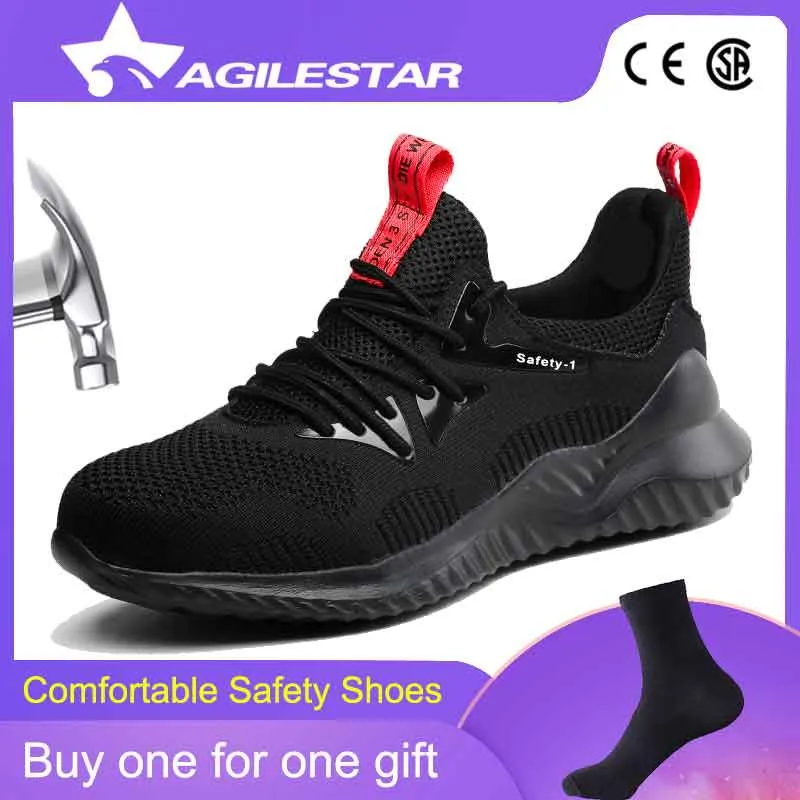 2020 New Breathable Mesh Safety Shoes Men Light Sneaker Indestructible Steel Toe Soft Anti-piercing Anti-Smashing Work Boots