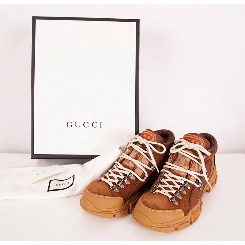 9G US 9.5 NEW $980 GUCCI Mens FLASHTREK GG CANVAS Leather HYBRID BOOTS SNEAKERS