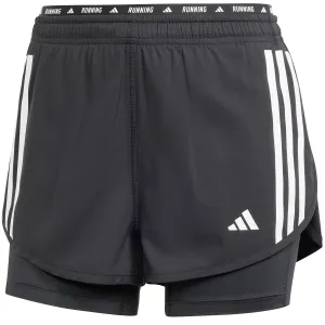 adidas Own The Run 3 Stripe 2in1 Shorts - Womens - Black