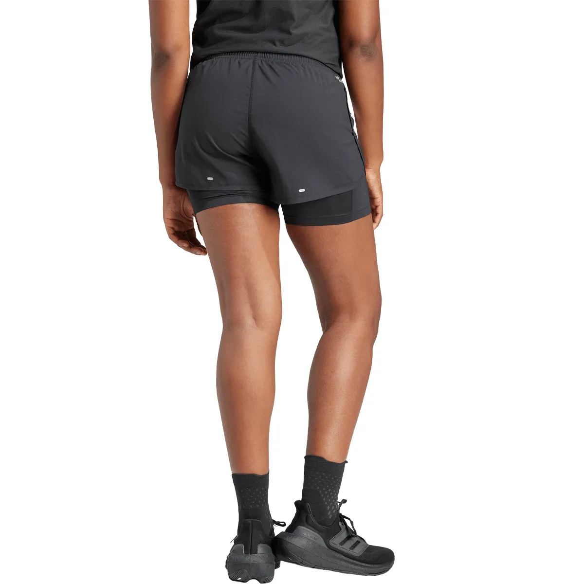 adidas Own The Run 3 Stripe 2in1 Shorts - Womens - Black