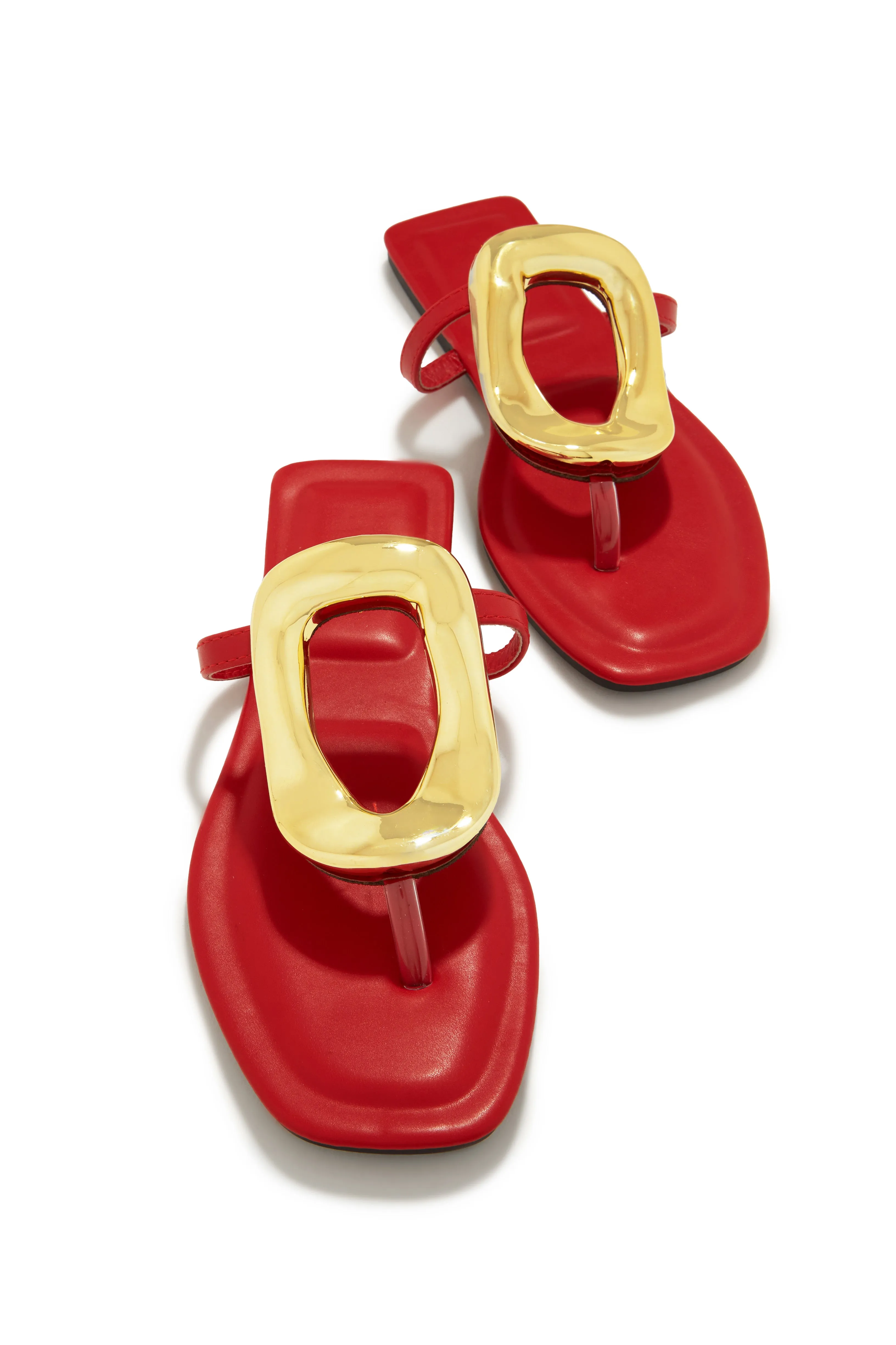 Adonna Slip On Thong Strap Sandals - Red