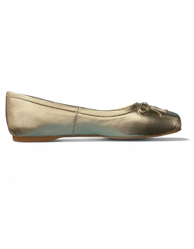 Aydas Flats Pale Gold Leather