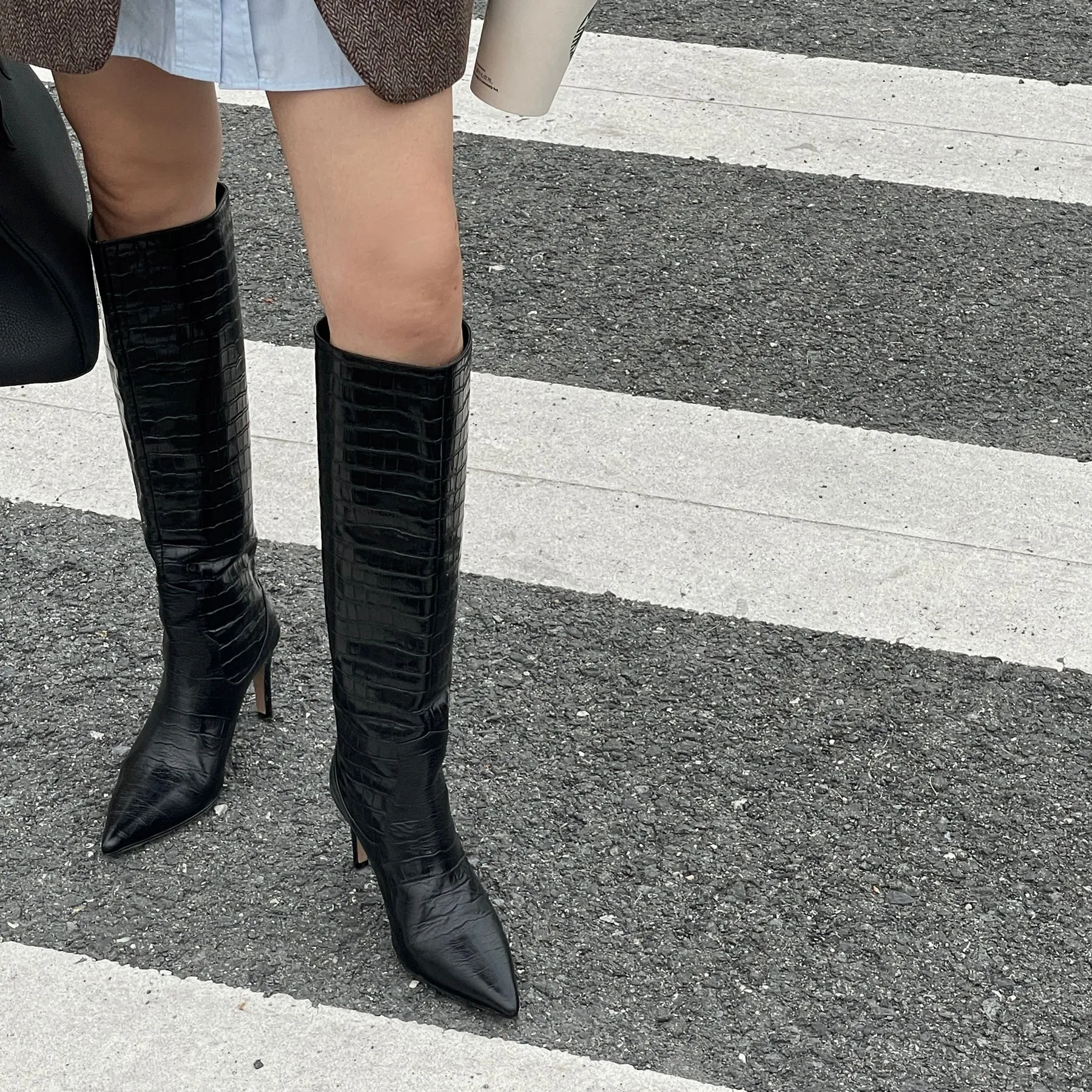 B-FEI niche original designer autumn and winter fashion boots straight boots tall pointed toe high-heeled- Coli