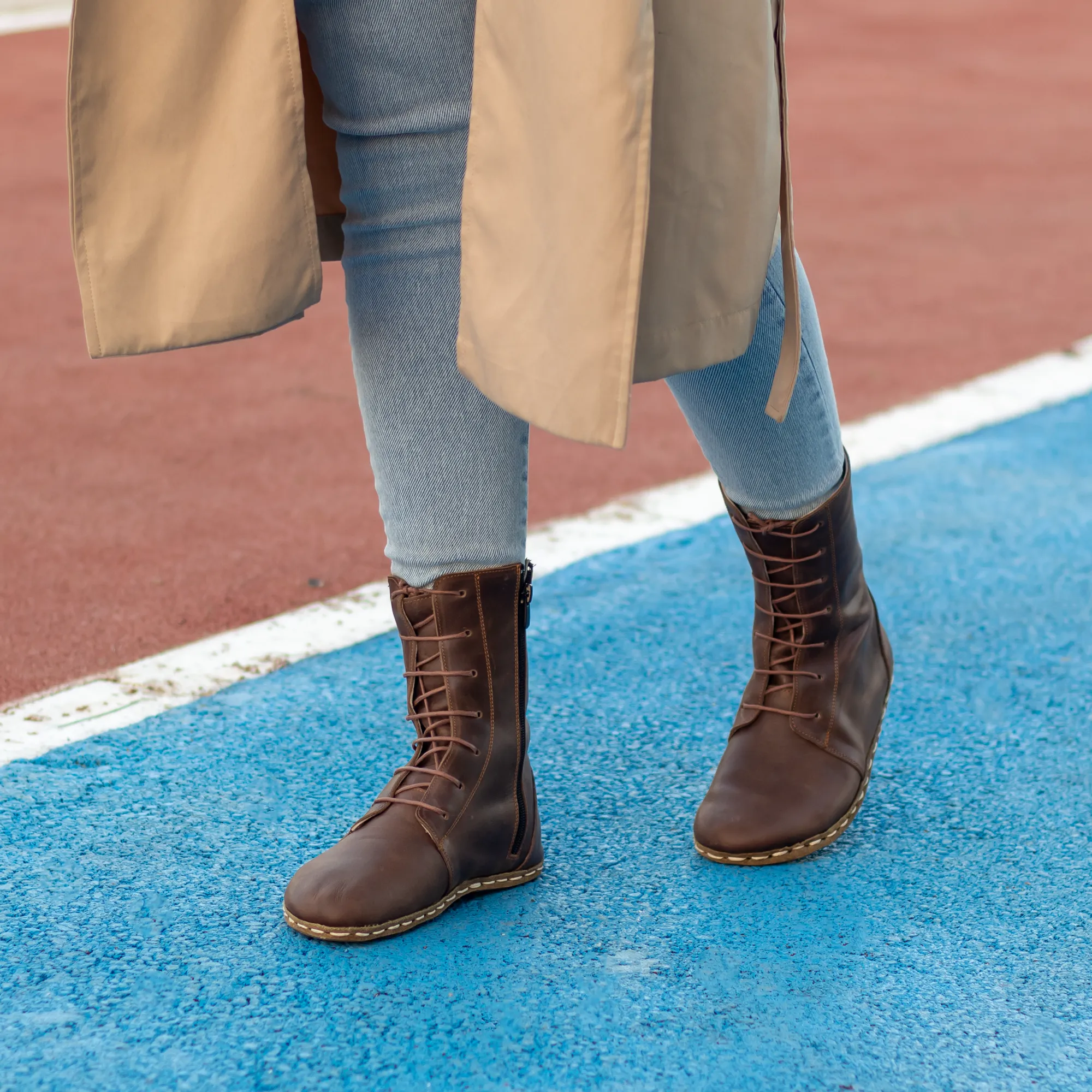 Barefoot Grounding Effect Crazy Classic Brown Leather Boots For Women