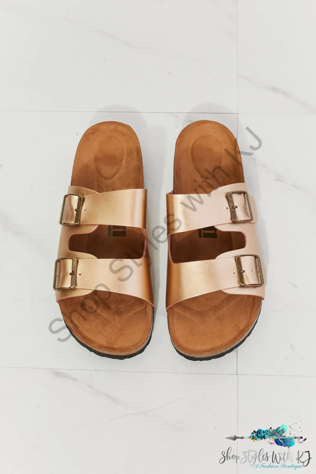 Best Life Double-Banded Slide Sandal in Gold