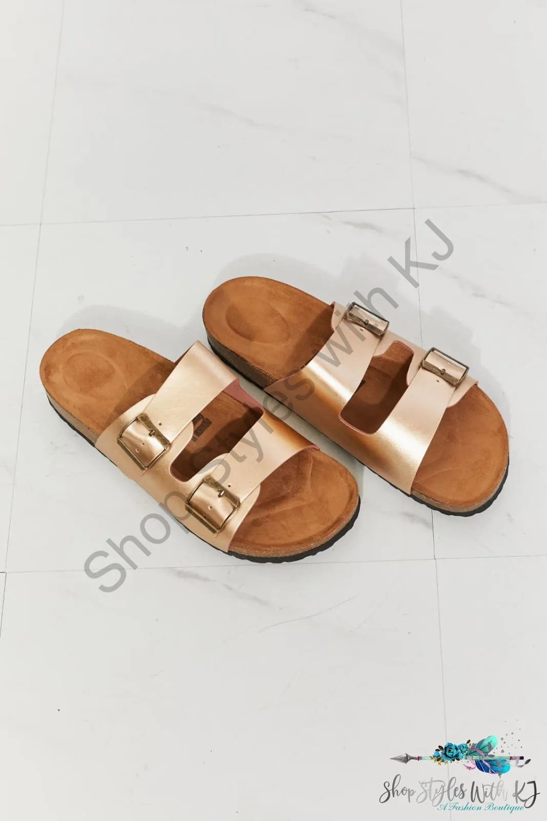 Best Life Double-Banded Slide Sandal in Gold