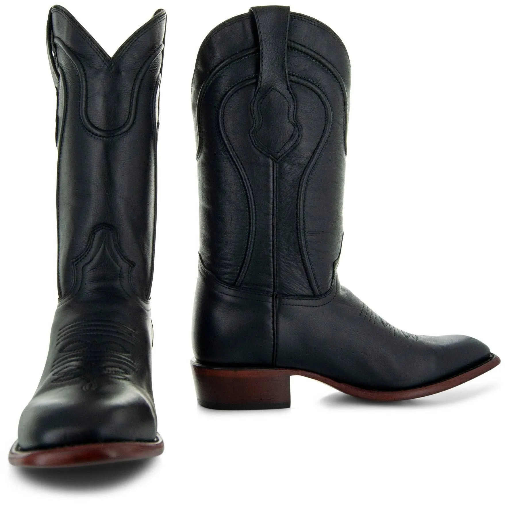 Black Square Toe Cowboy Boots | Men's Square Toe Boots (H9002)