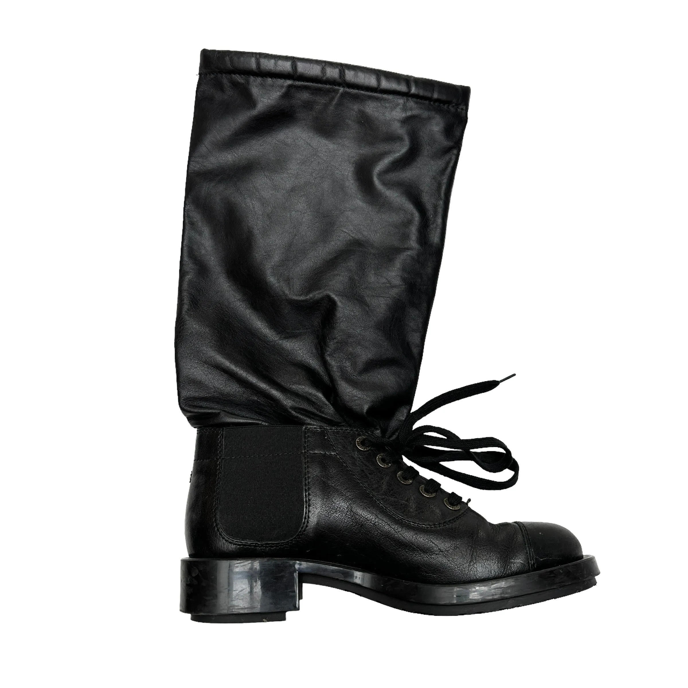 Black Tall Leather Boots - 7.5