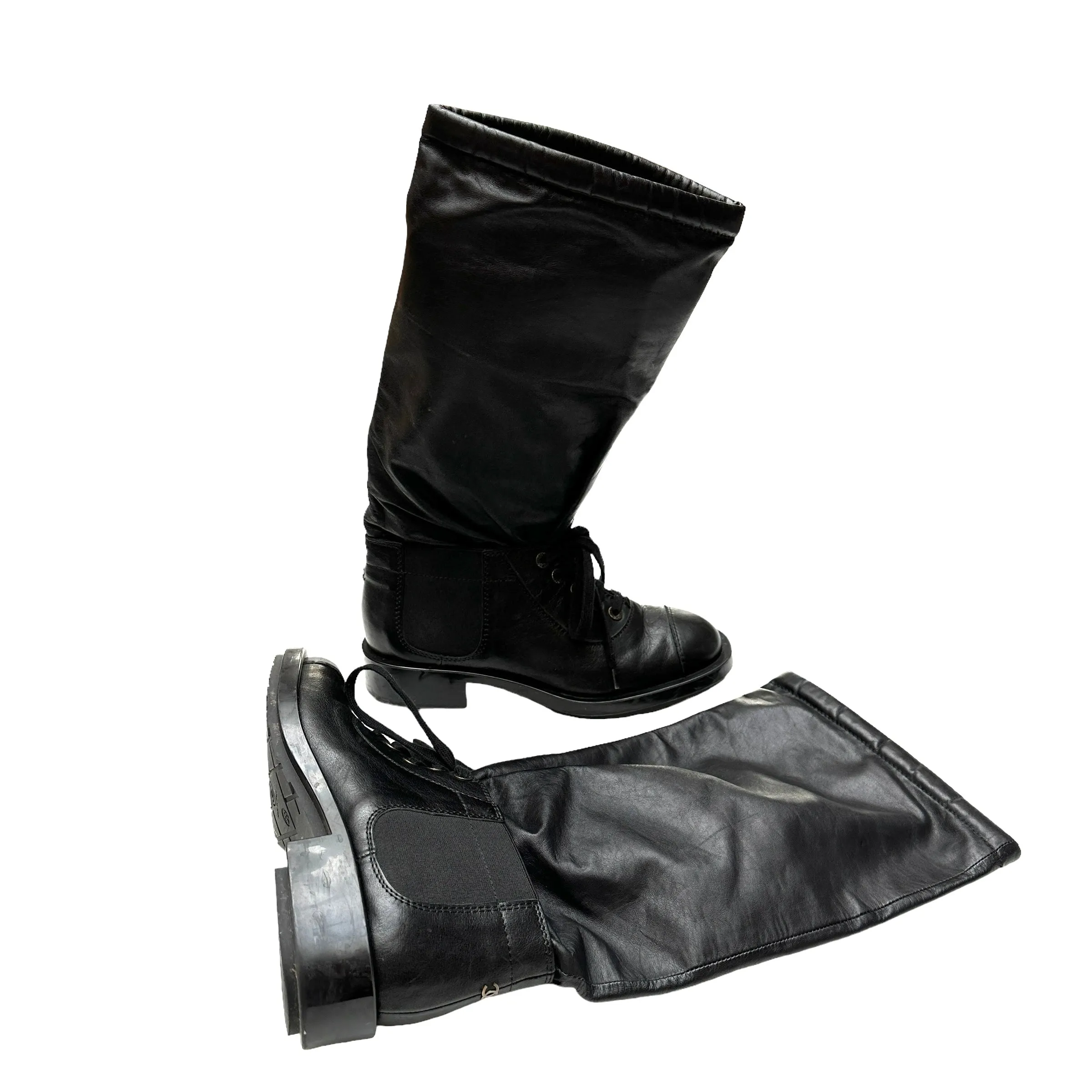 Black Tall Leather Boots - 7.5