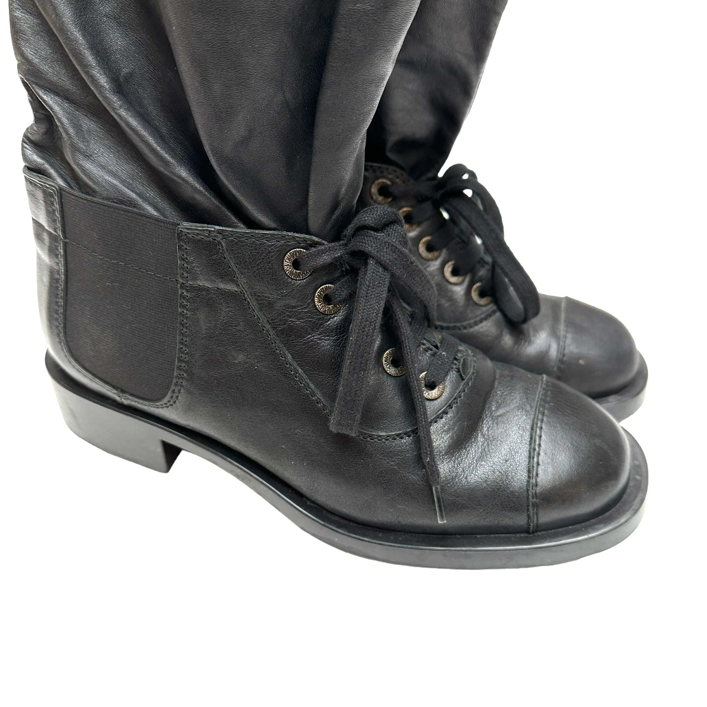 Black Tall Leather Boots - 7.5