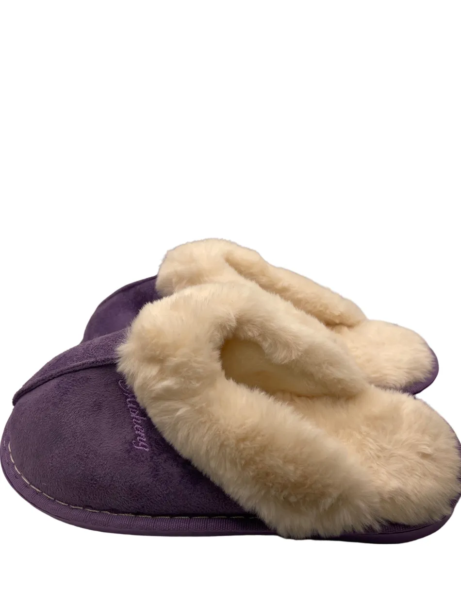 Bras & Honey Ladies Lila Slippers Faux Sheepskin Mule, Purple