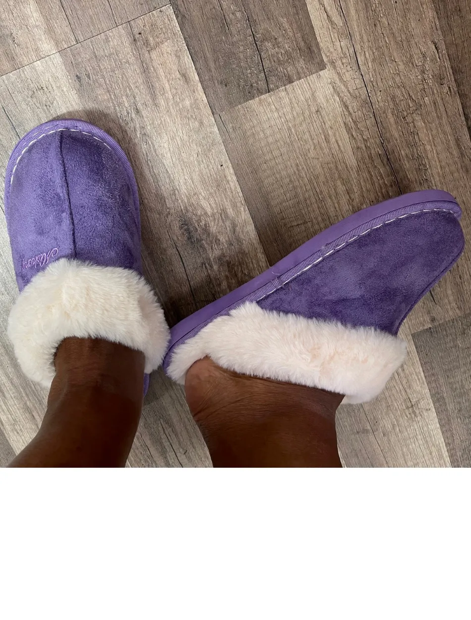 Bras & Honey Ladies Lila Slippers Faux Sheepskin Mule, Purple