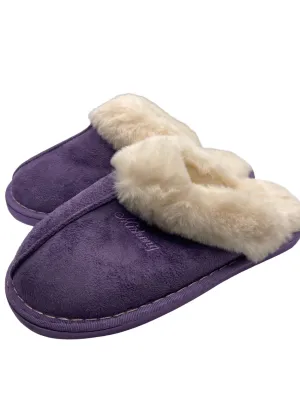 Bras & Honey Ladies Lila Slippers Faux Sheepskin Mule, Purple