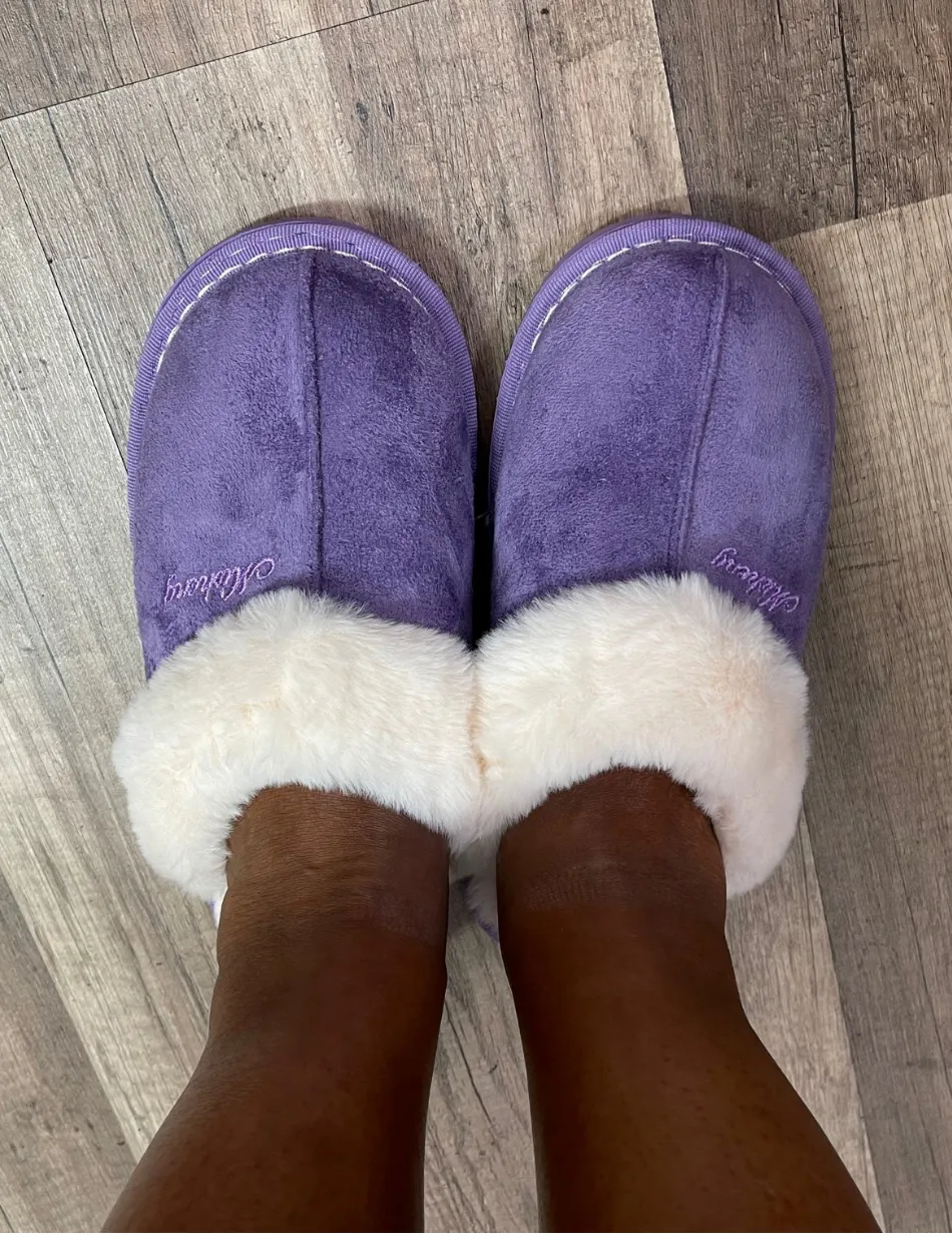 Bras & Honey Ladies Lila Slippers Faux Sheepskin Mule, Purple