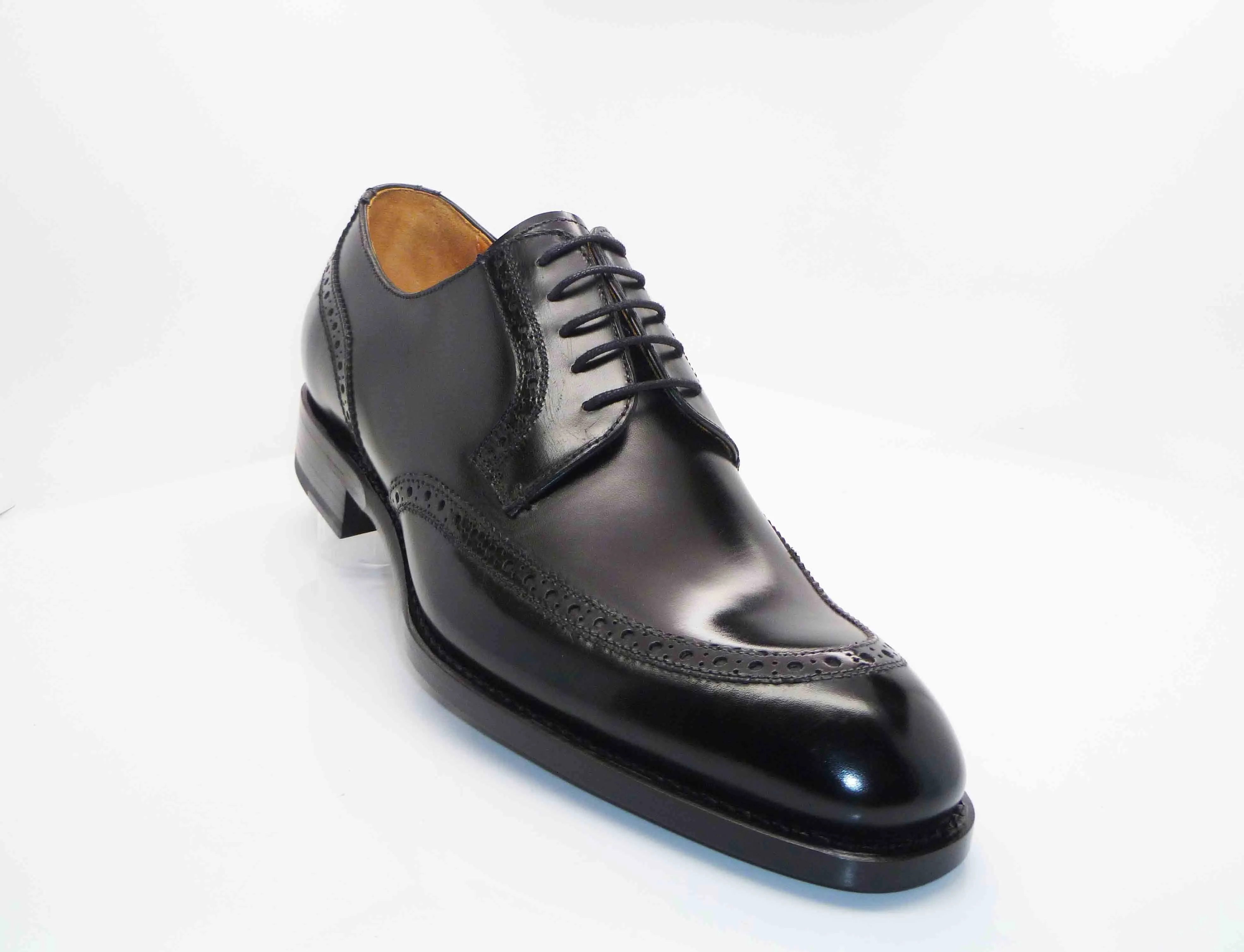 Burnished Calfskin "Colin" Lace-Up Oxford Black