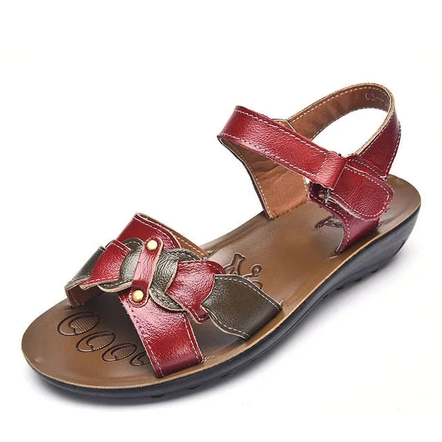 Casual Genuine Leather Sandals Women Wedge Platform Summer Shoes Ladies Sandalias Beach Chaussures Femme