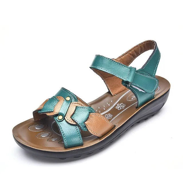 Casual Genuine Leather Sandals Women Wedge Platform Summer Shoes Ladies Sandalias Beach Chaussures Femme