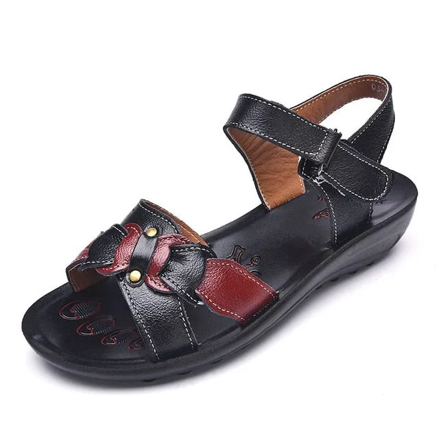 Casual Genuine Leather Sandals Women Wedge Platform Summer Shoes Ladies Sandalias Beach Chaussures Femme