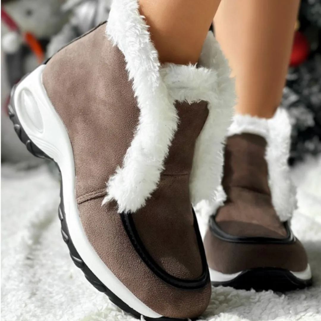 Casual Suede Ankle Boots with Faux Fur for Women | Ideal for Autumn/Winter