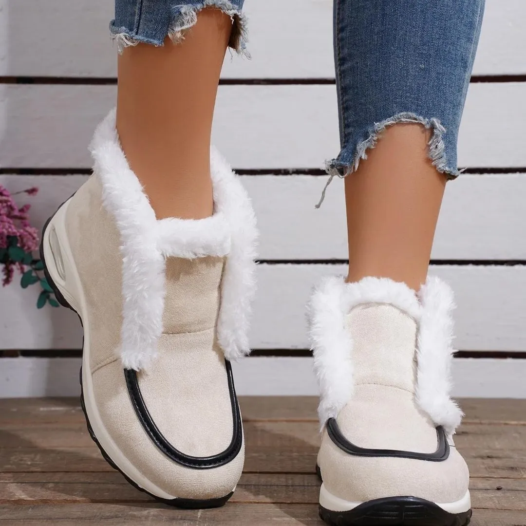 Casual Suede Ankle Boots with Faux Fur for Women | Ideal for Autumn/Winter