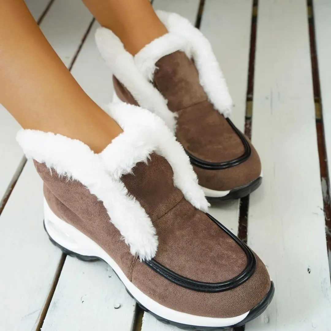 Casual Suede Ankle Boots with Faux Fur for Women | Ideal for Autumn/Winter