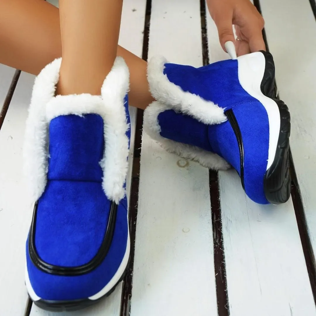 Casual Suede Ankle Boots with Faux Fur for Women | Ideal for Autumn/Winter