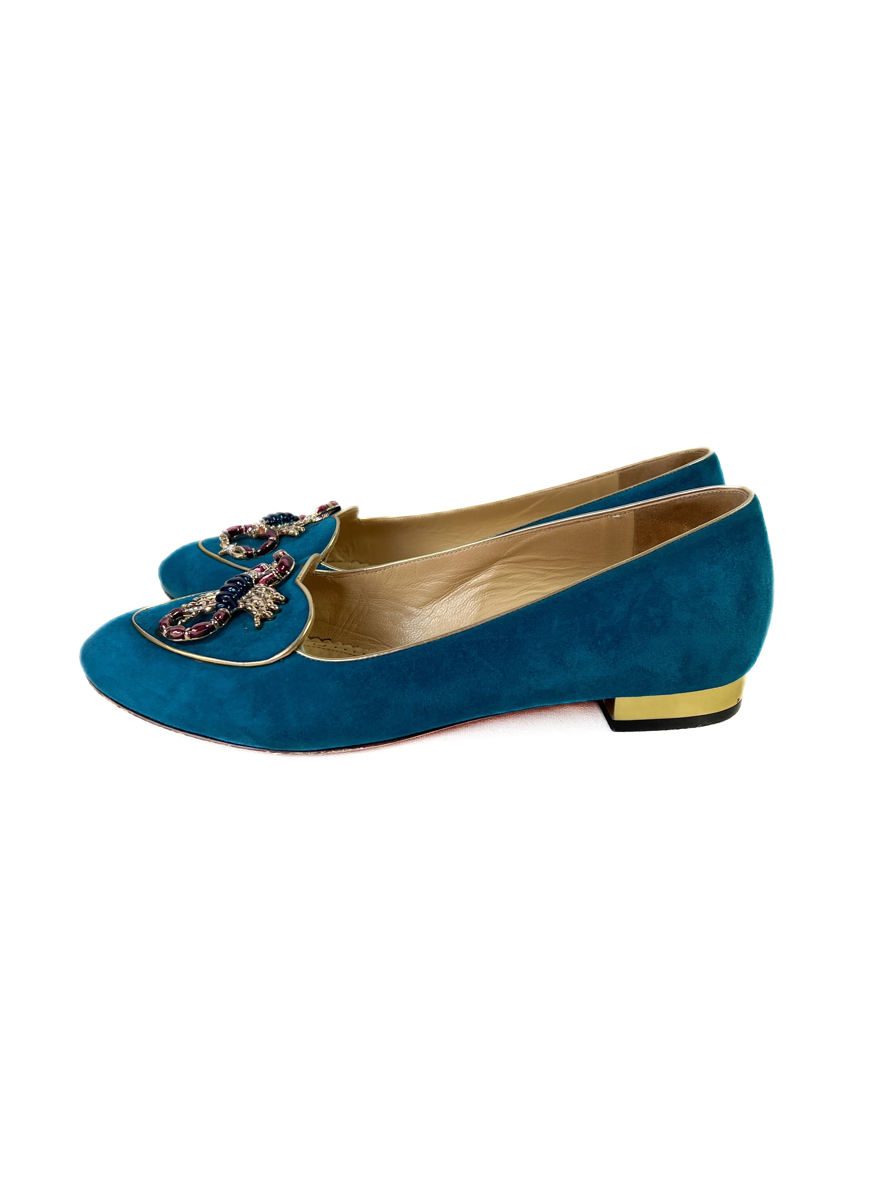 Charlotte Olympia teal birthday Scorpio slipper size 39