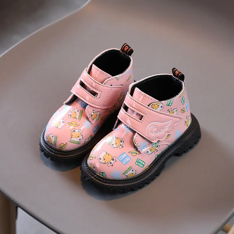 Childhood Cute Cartoon Print Pattern Children Short Boots