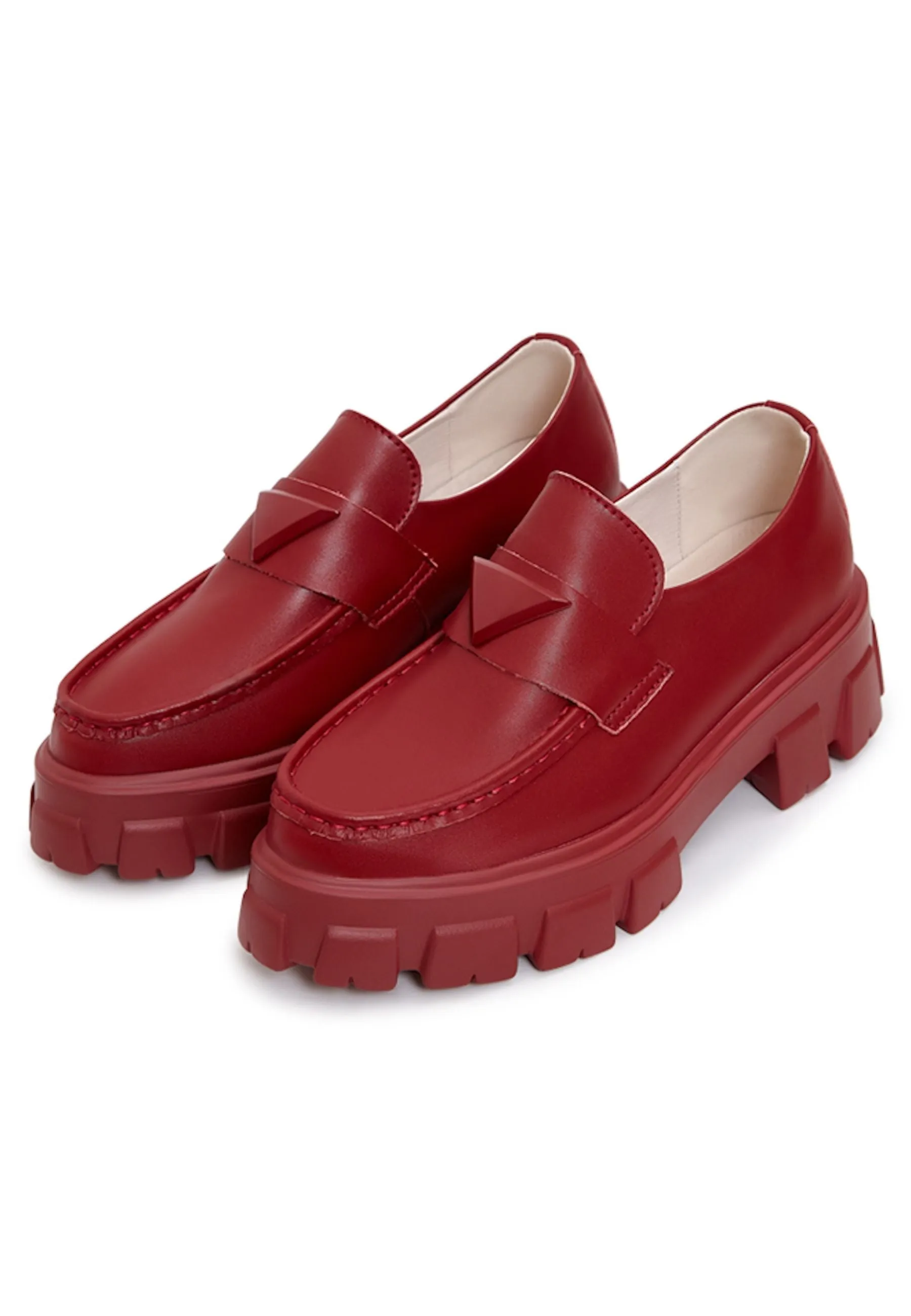 Chunky Leather Platform Loafers - Bordeaux