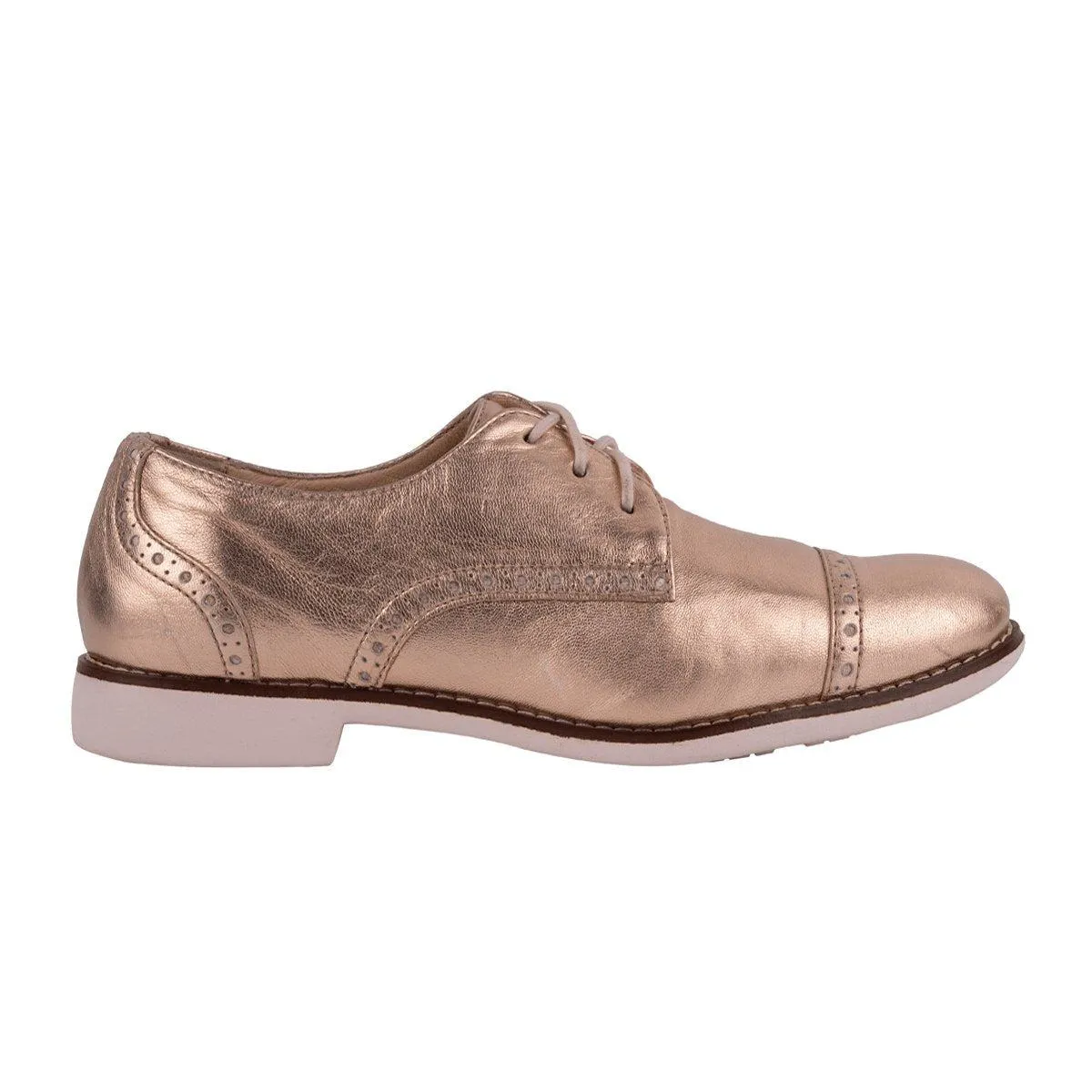 Cole Haan Gramercy Brogue Lace Ups Leather Gold Colour For Women