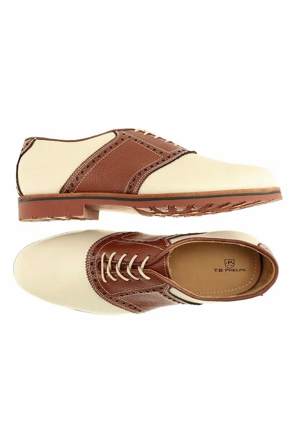 David Oxford Saddle Shoe in Ivory/Walnut by T.B. Phelps