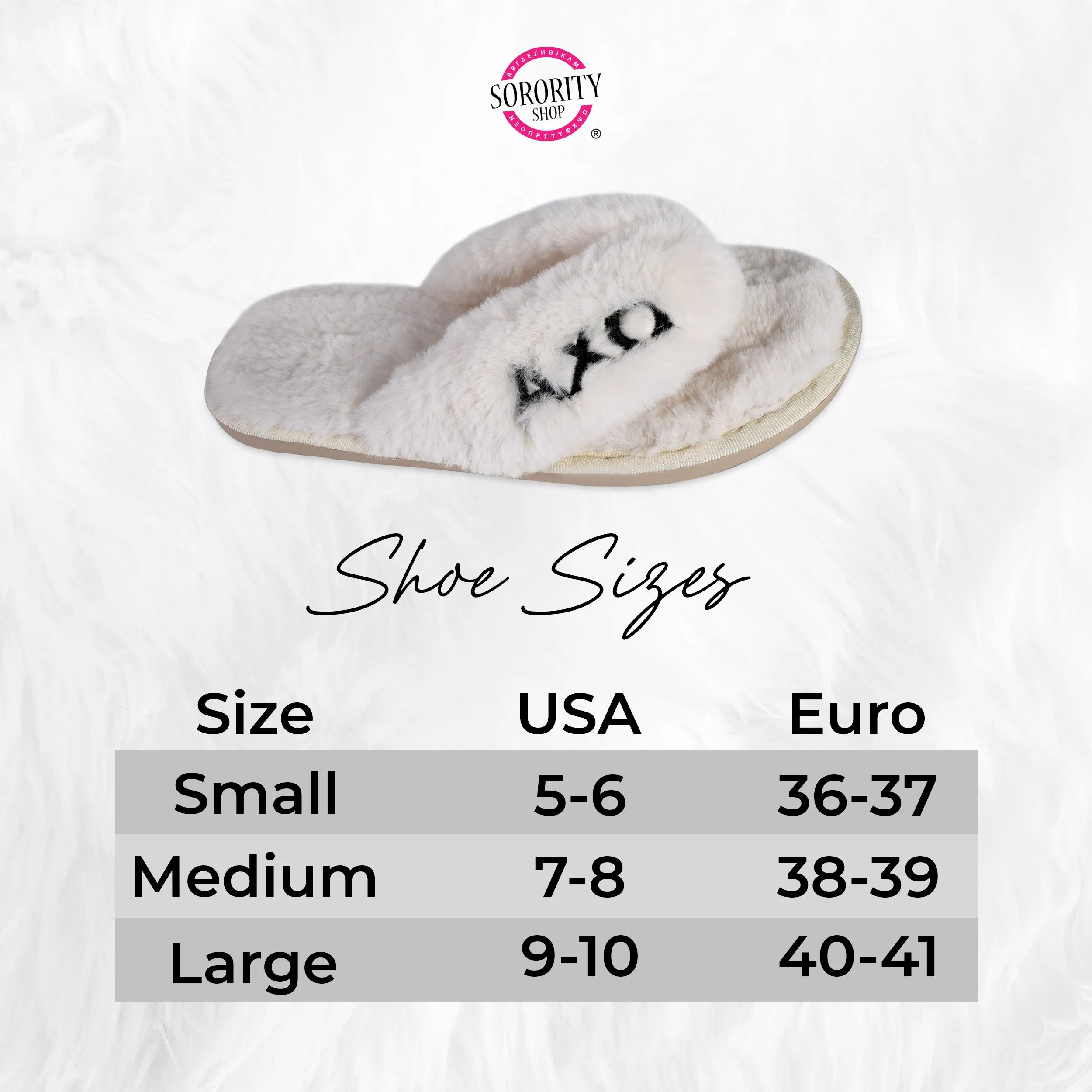 Delta Delta Delta - Furry Slippers Women - With DDD Embroidery Logo