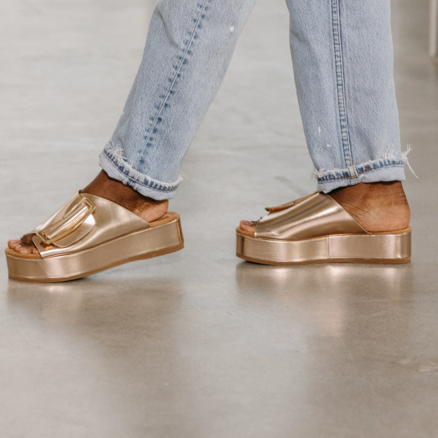 Dover Gold Platform Sandals