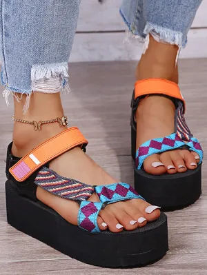 Ethnic Web Platform Sandals CC13