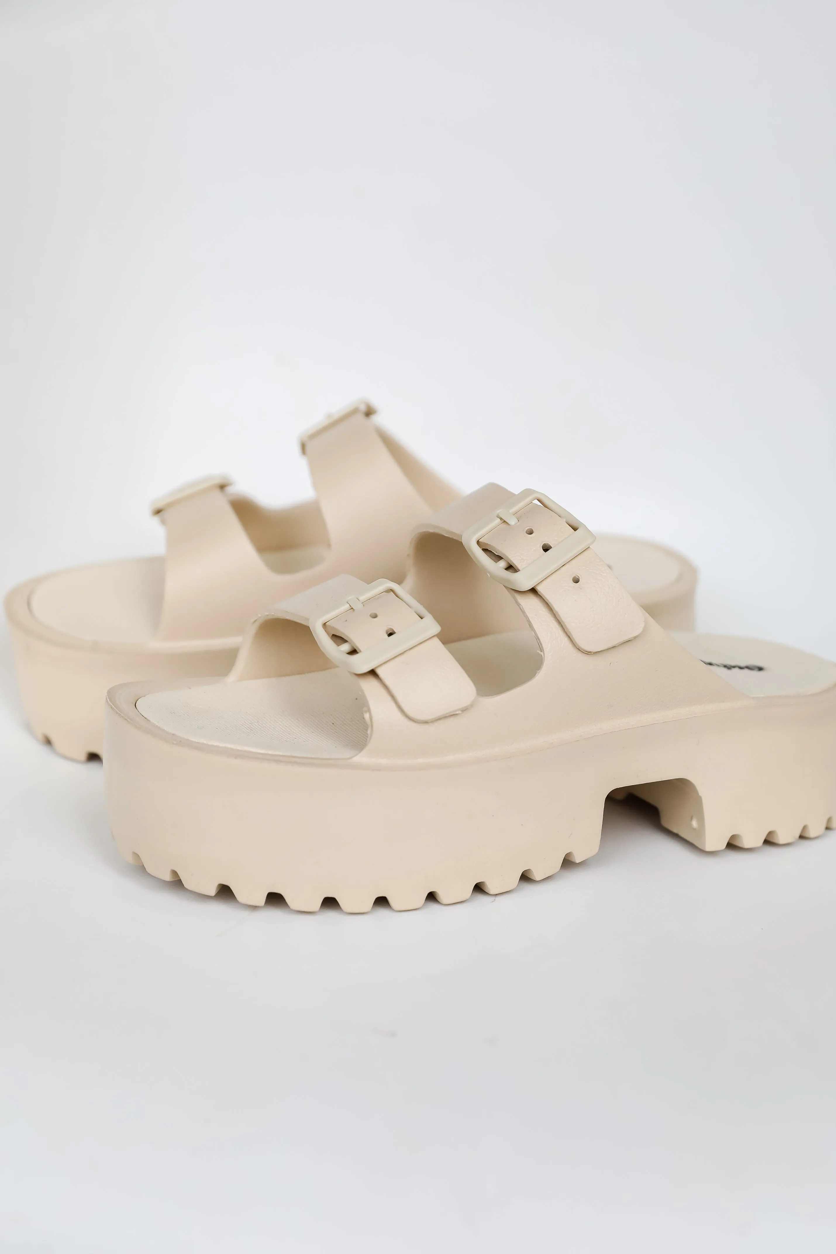 FINAL SALE - Cabana Life Nude Platform Double Strap Sandals