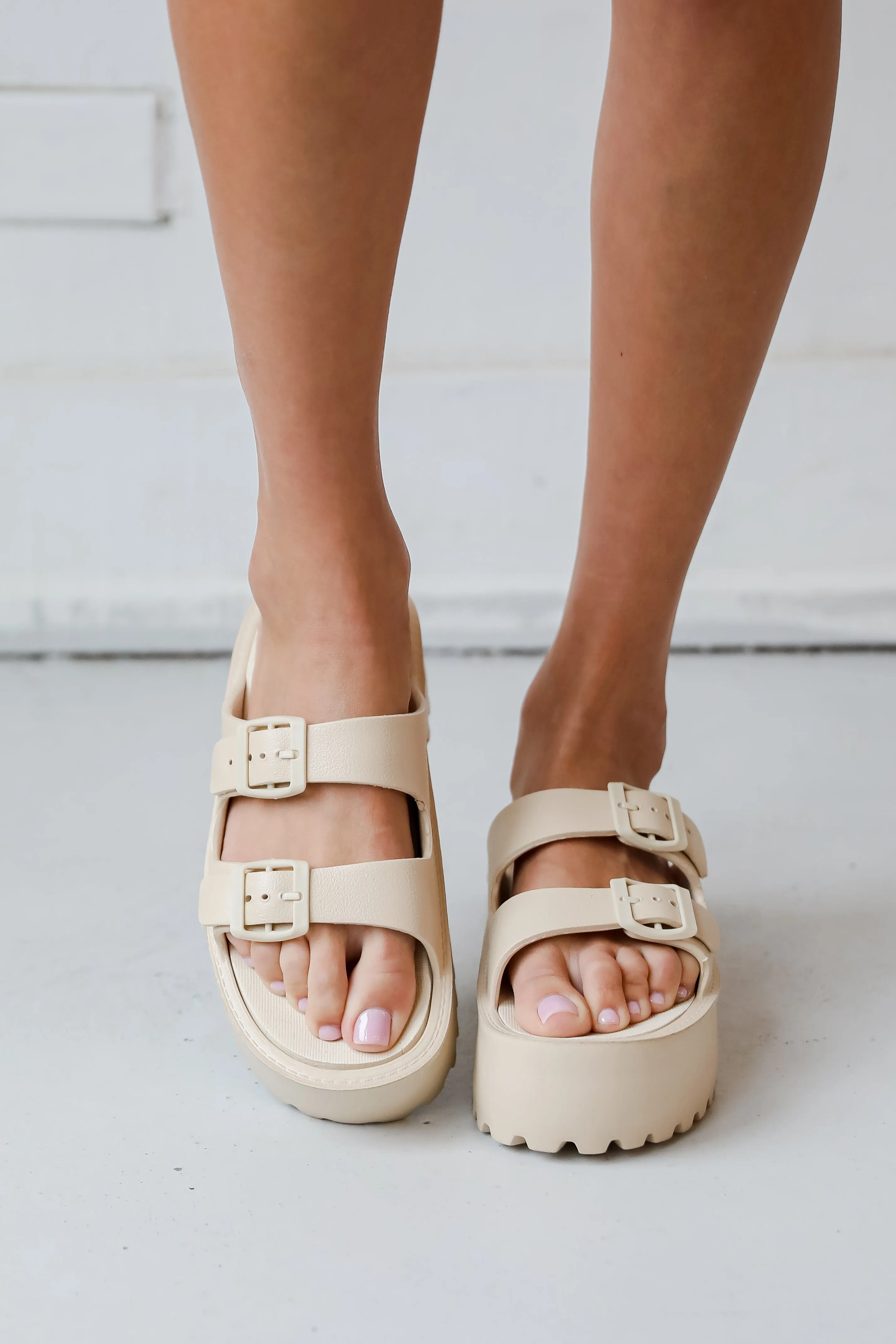 FINAL SALE - Cabana Life Nude Platform Double Strap Sandals