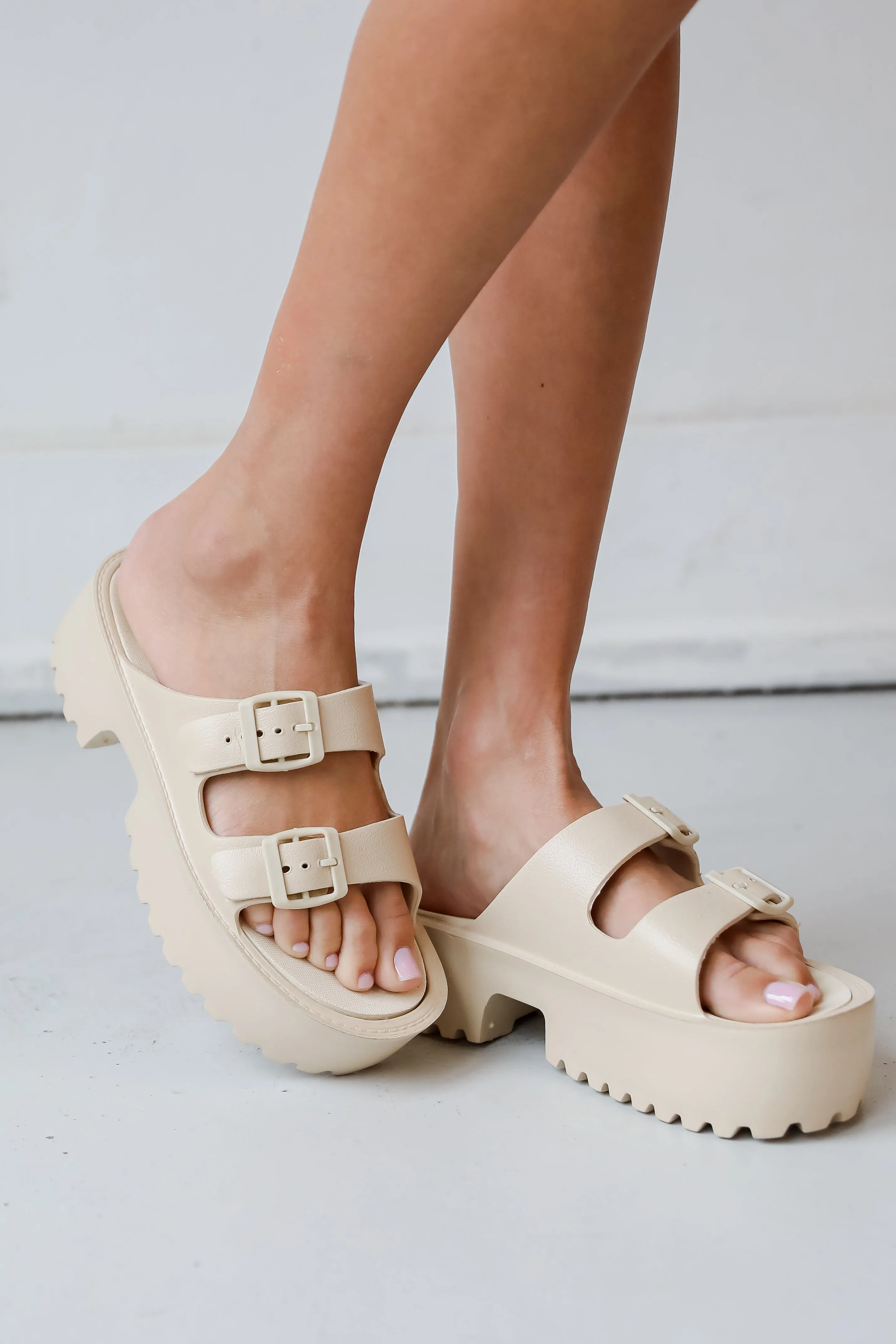 FINAL SALE - Cabana Life Nude Platform Double Strap Sandals