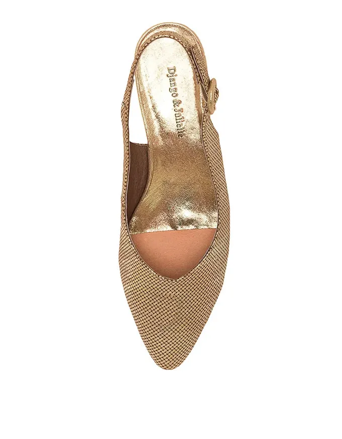 Fotini Old Gold Sling Back Flats