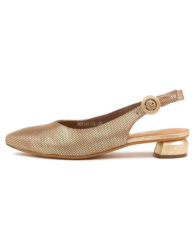 Fotini Old Gold Sling Back Flats