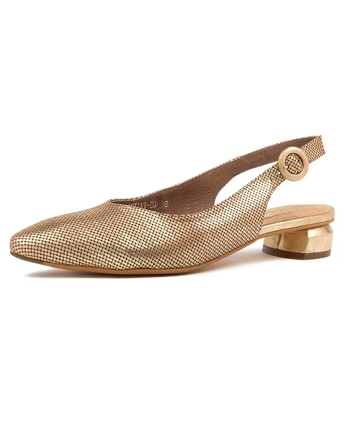 Fotini Old Gold Sling Back Flats