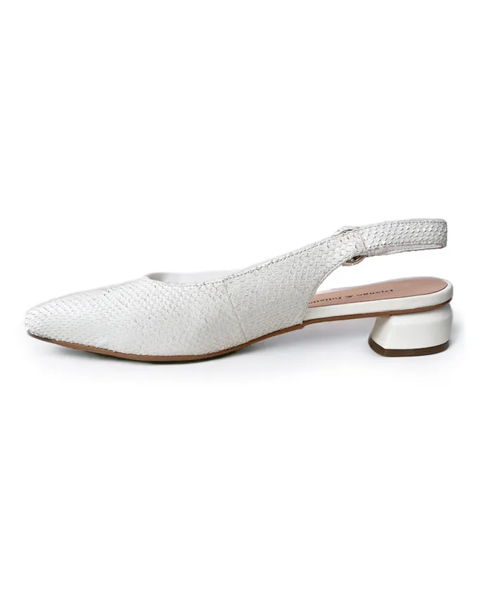 Fotini White Sling Back Flats