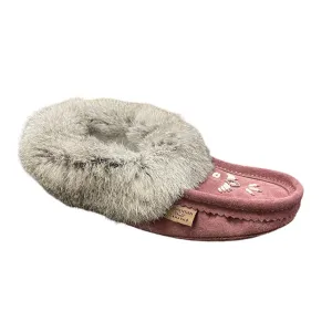 Fur Moccasin - Plum Suede