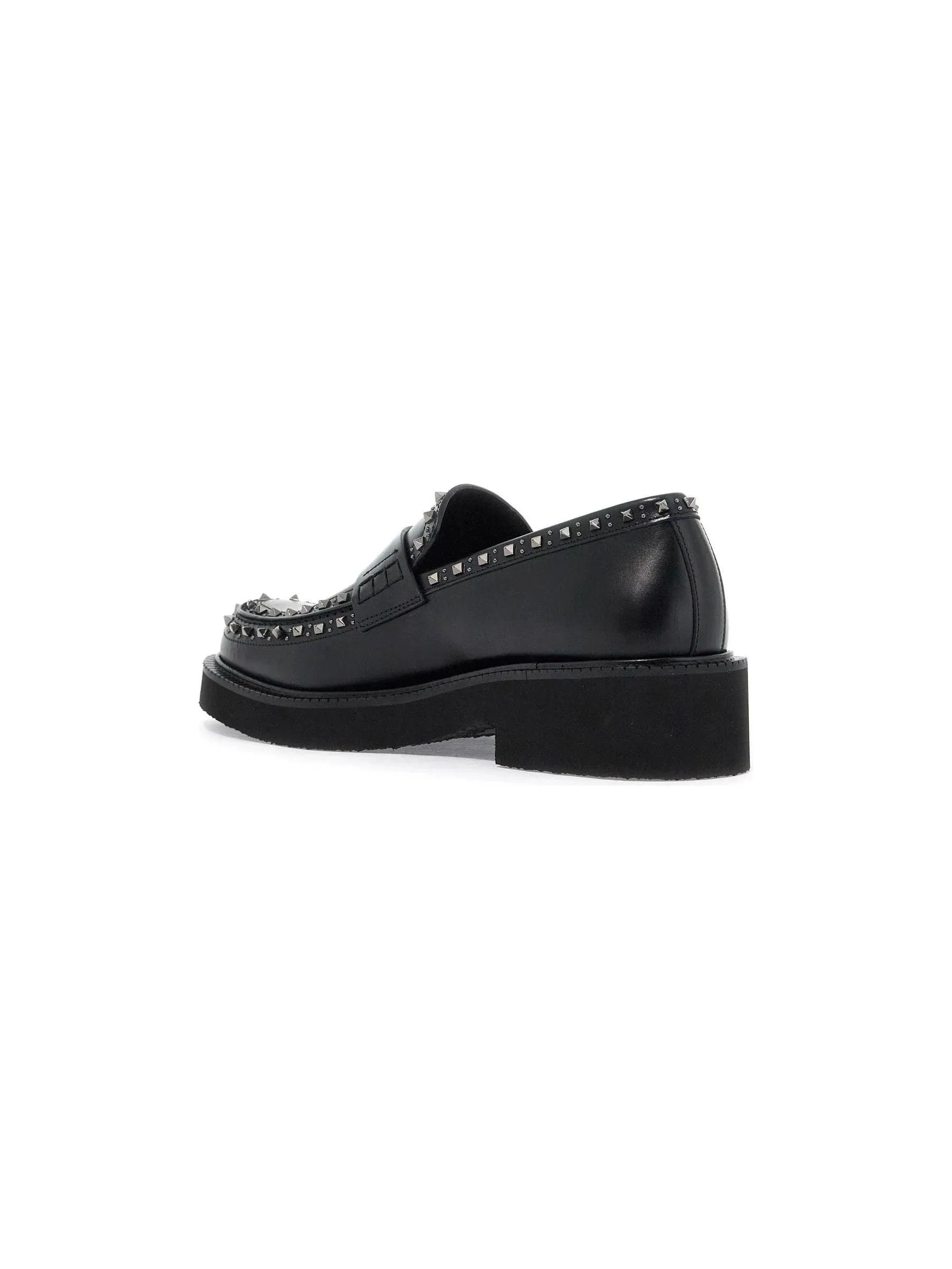 Gentleglam Studded Leather Loafers