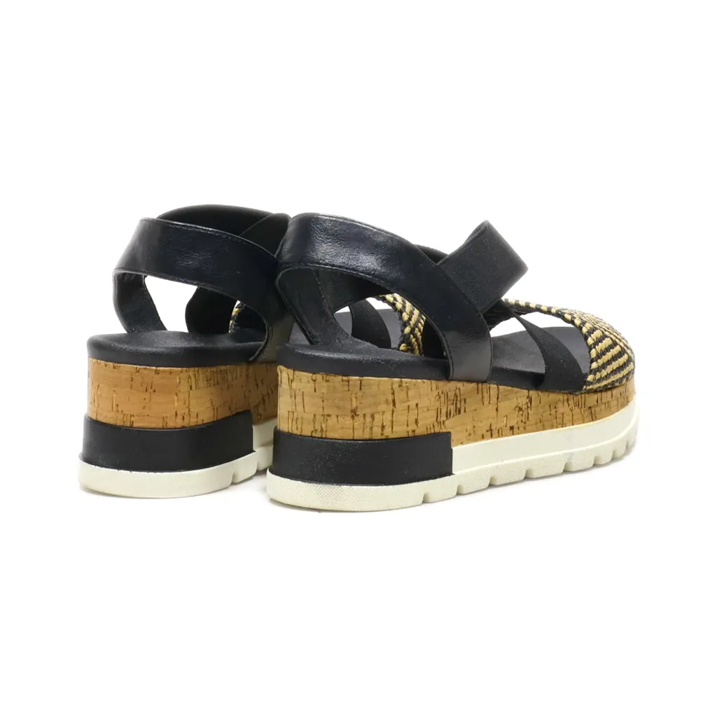 Graceland Platform Sandals Fabric Black Colour For Women