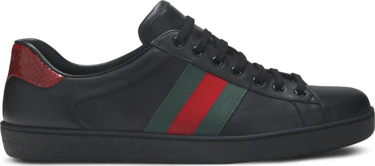 Gucci Ace Leather Black Sneakers, black