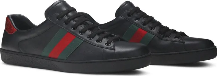 Gucci Ace Leather Black Sneakers, black