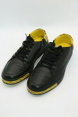 Gucci Black Yellow Leather Python Trim Men's Sneakers Size 12