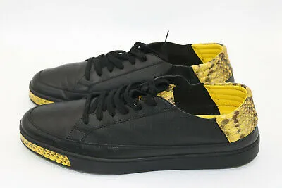 Gucci Black Yellow Leather Python Trim Men's Sneakers Size 12