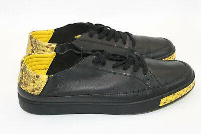 Gucci Black Yellow Leather Python Trim Men's Sneakers Size 12