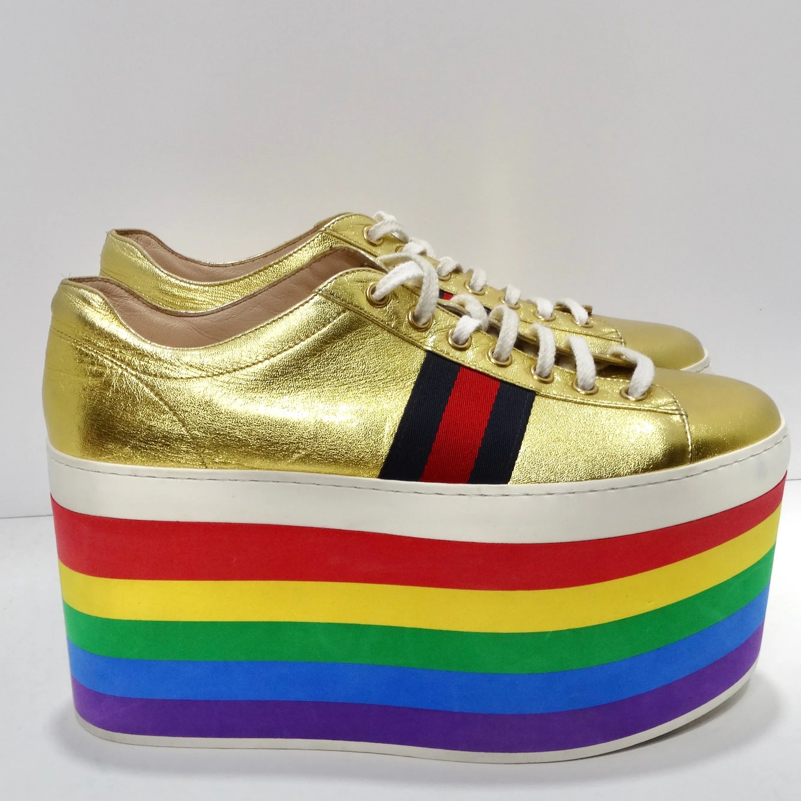 Gucci Peggy Rainbow Platform Sneakers